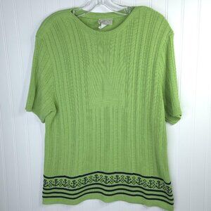 Vintage Sweater Womens Large Green Nautical Anchor Knit Pullover Top Preppy